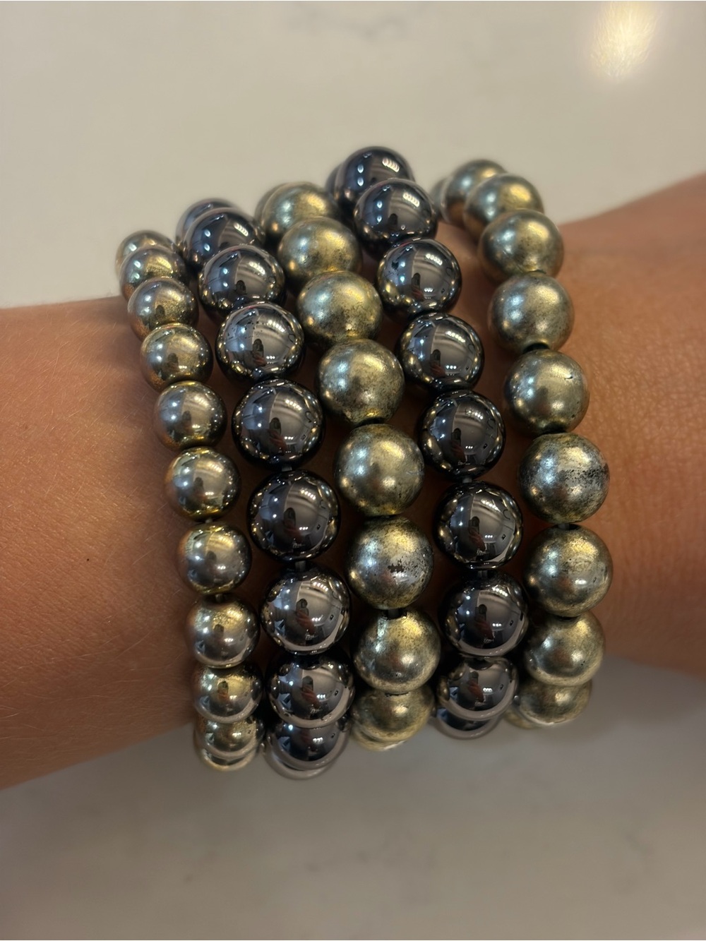 Mixed-Tone Beaded Stretch Bracelet Set (5)